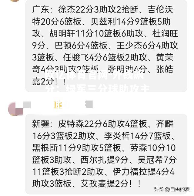 外线飙分：绿军三分球助攻主场胜广东